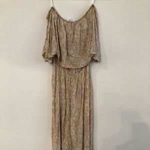 Off the shoulder beige snake print jumpsuit!